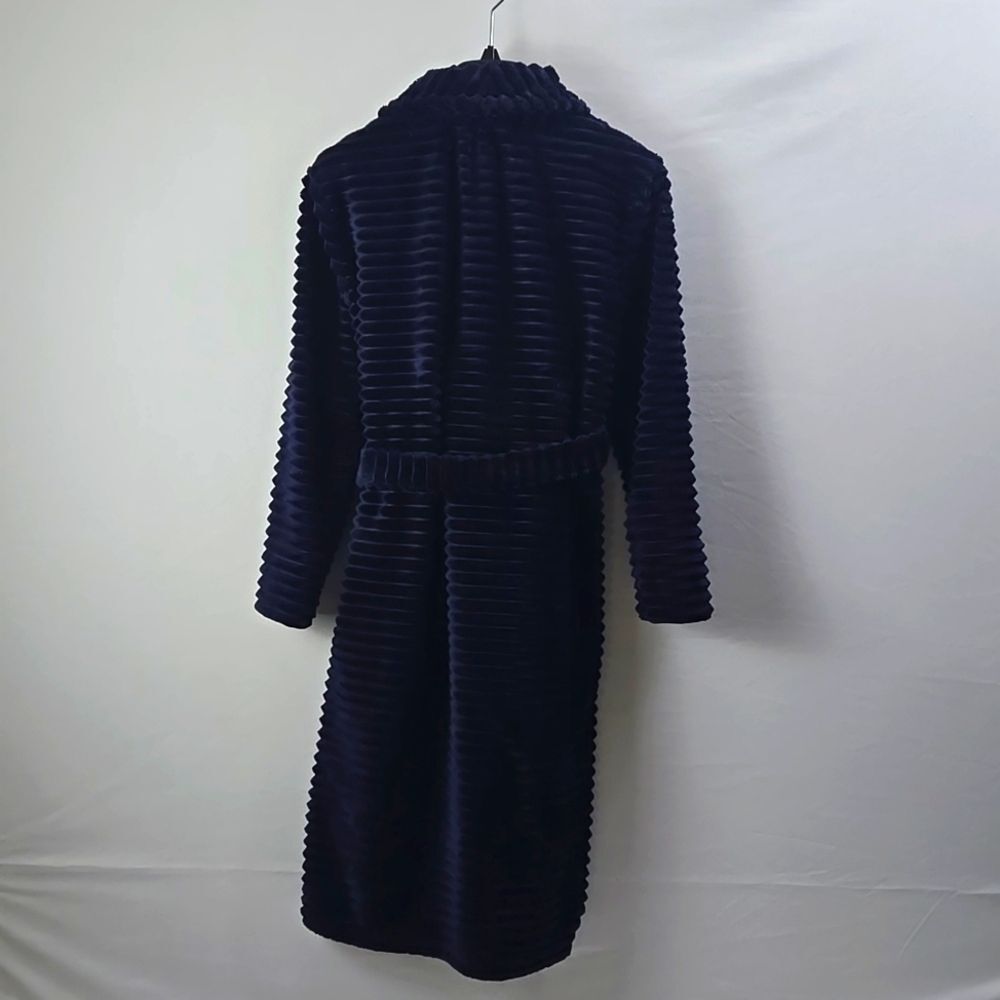 Nine West Sleepwear Women's Navy Blue Plush Belted Lounge Robe Sz S/P - Picture 4 of 10
